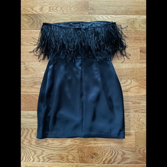 Ramy Brook Aurelia Strapless Feather Trim Mini Dress - Picture 3 of 3